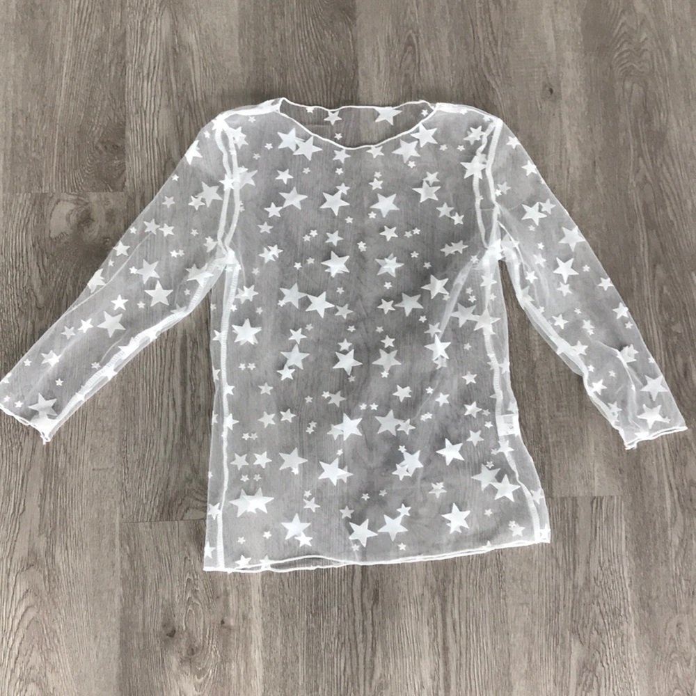 White see through star pattern shirt